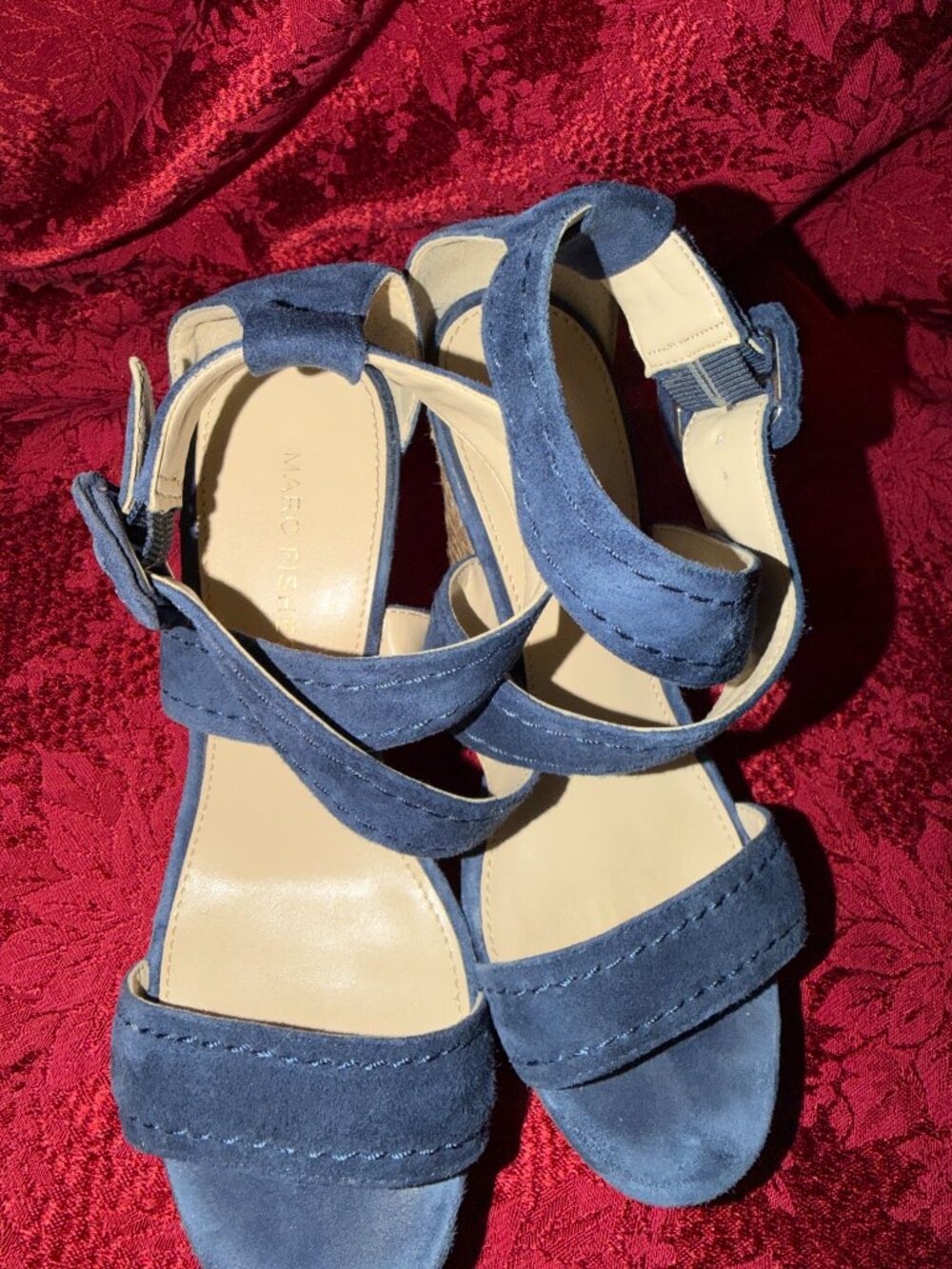 Marc Fisher Haely Blue Espadrille Wedge Sandals Sz 6 - Picture 7 of 14
